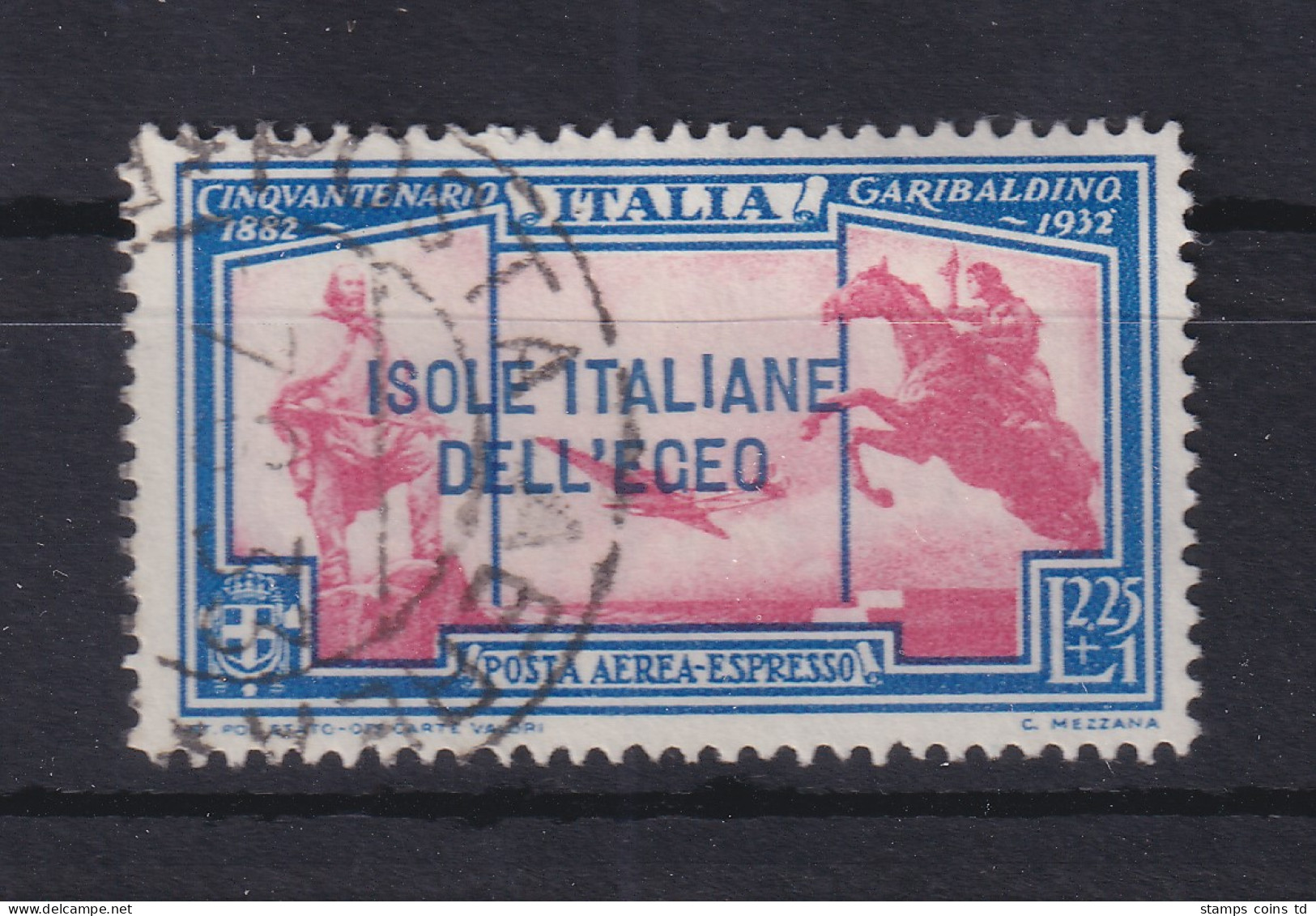 Ägäische Inseln Ital. Bes. Garibaldi Flugpostmarke 2,25 Lire Mi.-Nr. 103 O - Aegean