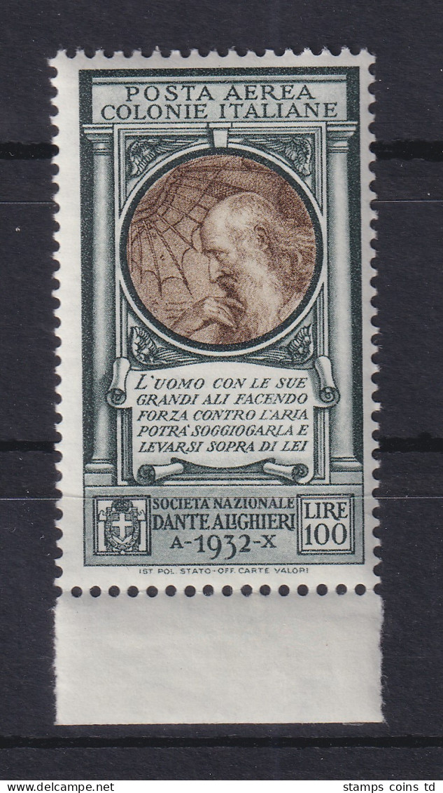 Italienische Kolonien 1932 Dante-Gesellschaft Leonardo Da Vinci  Mi.-Nr. 19 ** - Collections (sans Albums)