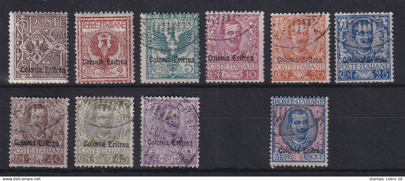 Italienisch-Eritrea 1903 Freimarken Adler / Emanuel III.  Mi.-Nr. 19-29 * / O - Eritrea