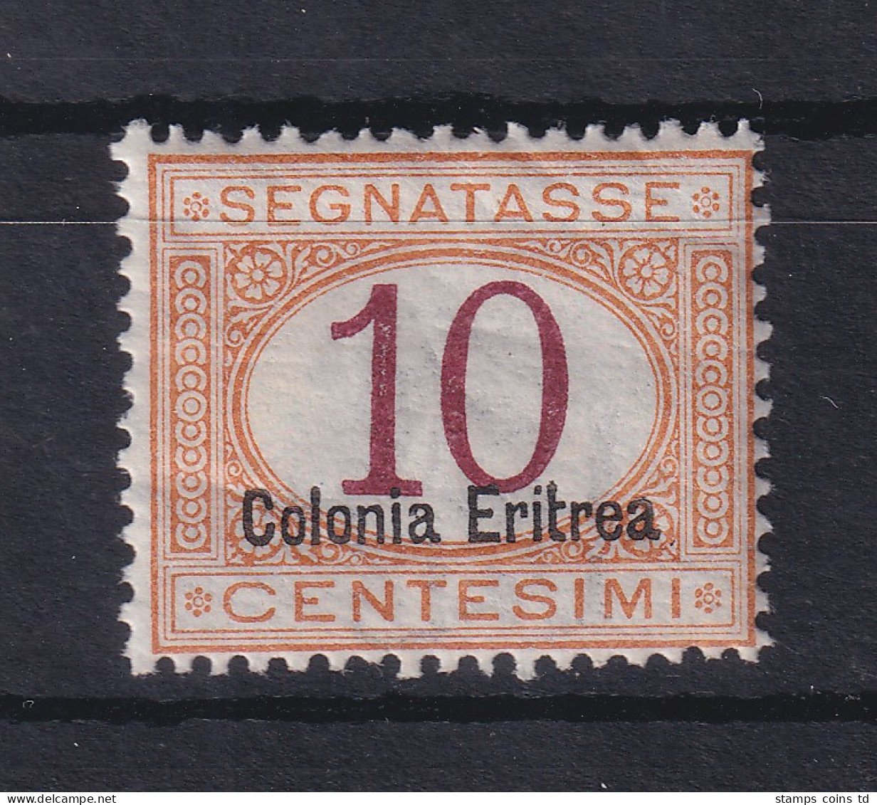 Italienisch-Eritrea 1903 Portomarke Aufdruck Unten 10 C. Mi.-Nr. 2 II Ungebr. * - Erythrée