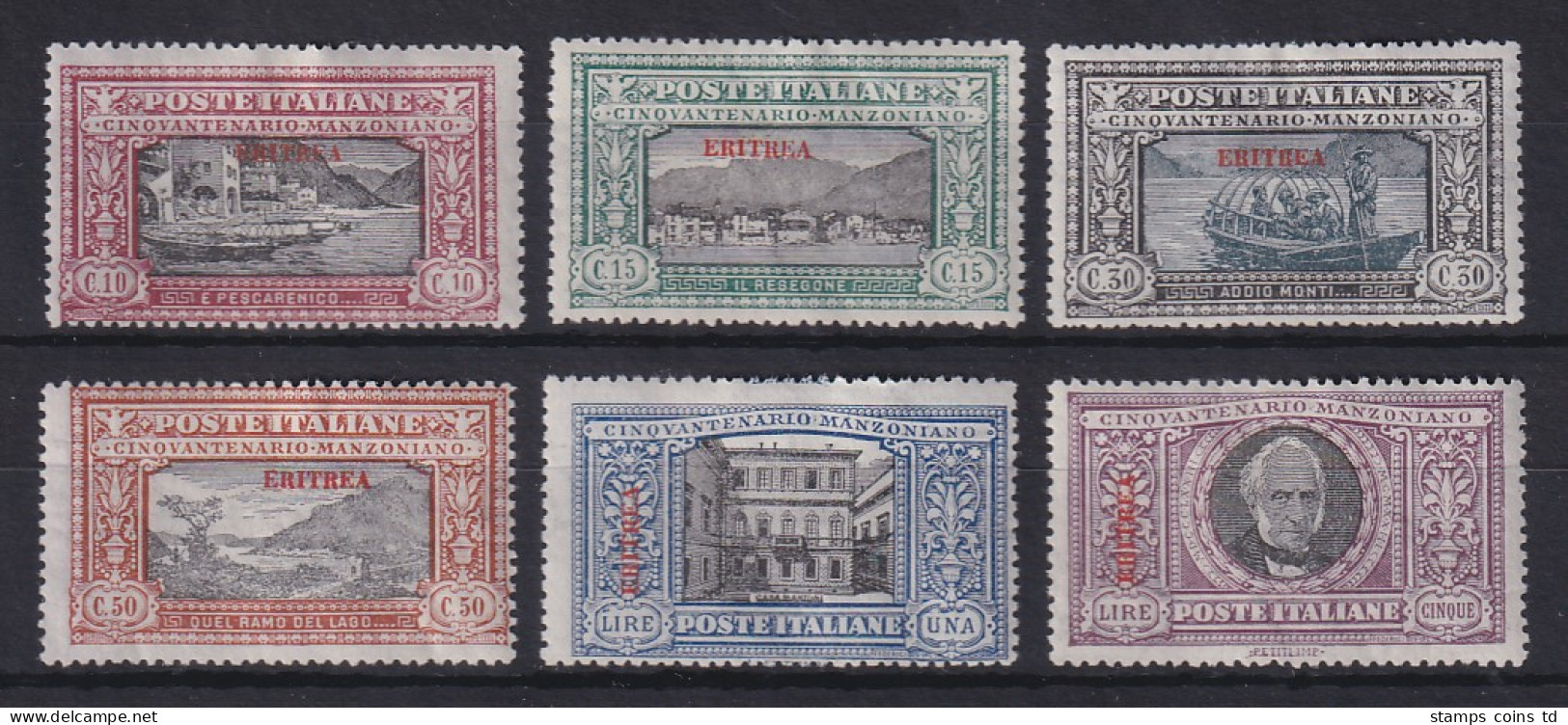 Italienisch-Eritrea 1924 Alessandro Manzoni Mi.-Nr. 74-79 Satz 6 Werte Kpl. * - Eritrea