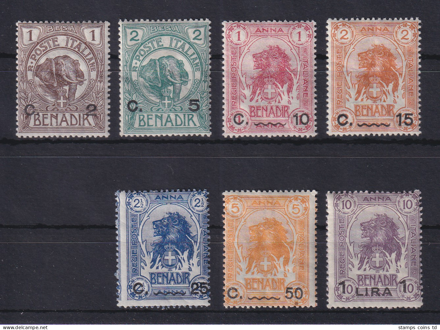 Italienisch-Somaliland 1906 Elefant / Löwe Mi-Nr. 10-17 (ohne 14) Ungebraucht *  - Somalie (1960-...)