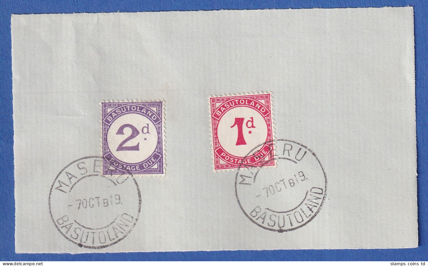 Basutoland (Lesotho) 1933/38 Portomarken Mi.-Nr. 1 B V Und 2 V, O MASERU 1949 - Lesotho (1966-...)