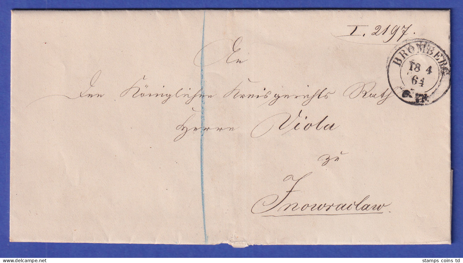 Preußen Brief Mit Zweikreisstempel BROMBERG, 1864 - Autres & Non Classés