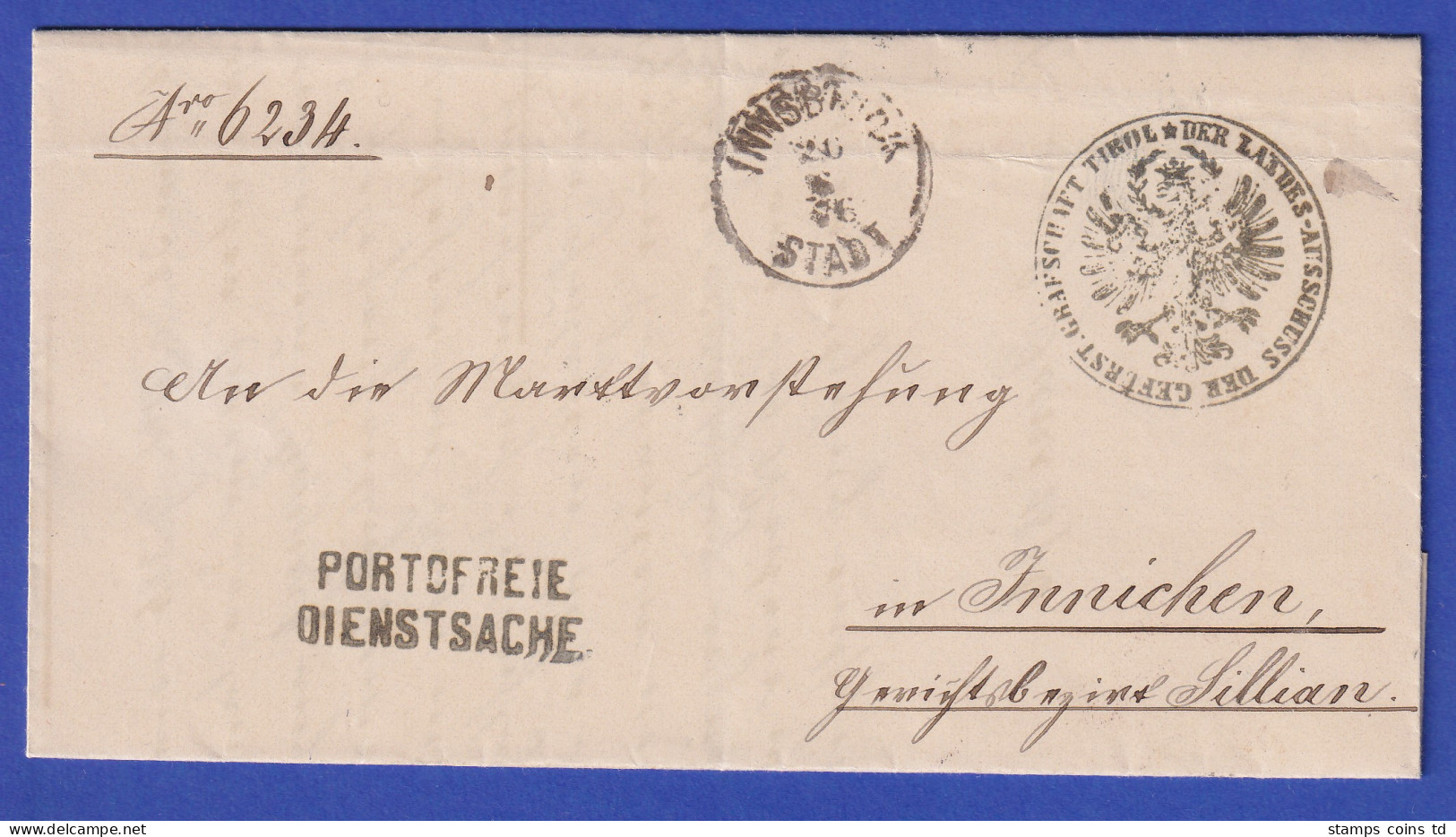 Österreich Dienstbrief Mit Zweizeiler PORTOFREIE DIENSTSACHE 1876 - ...-1850 Vorphilatelie