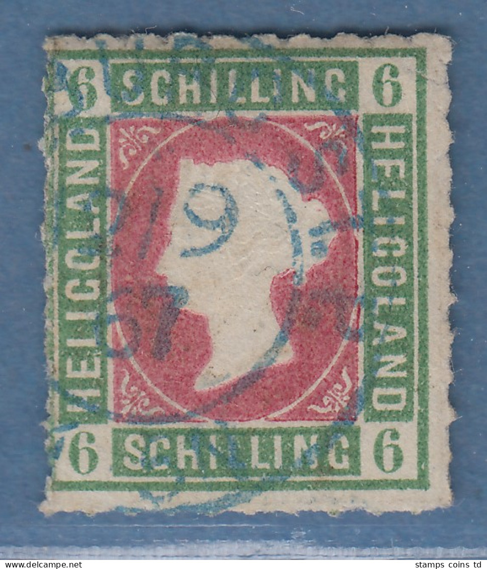 Helgoland 1867 6 Schilling Mi.-Nr. 4 Mit Blauem 2-Kreis-O Hamburg, Attest BPP - Heligoland