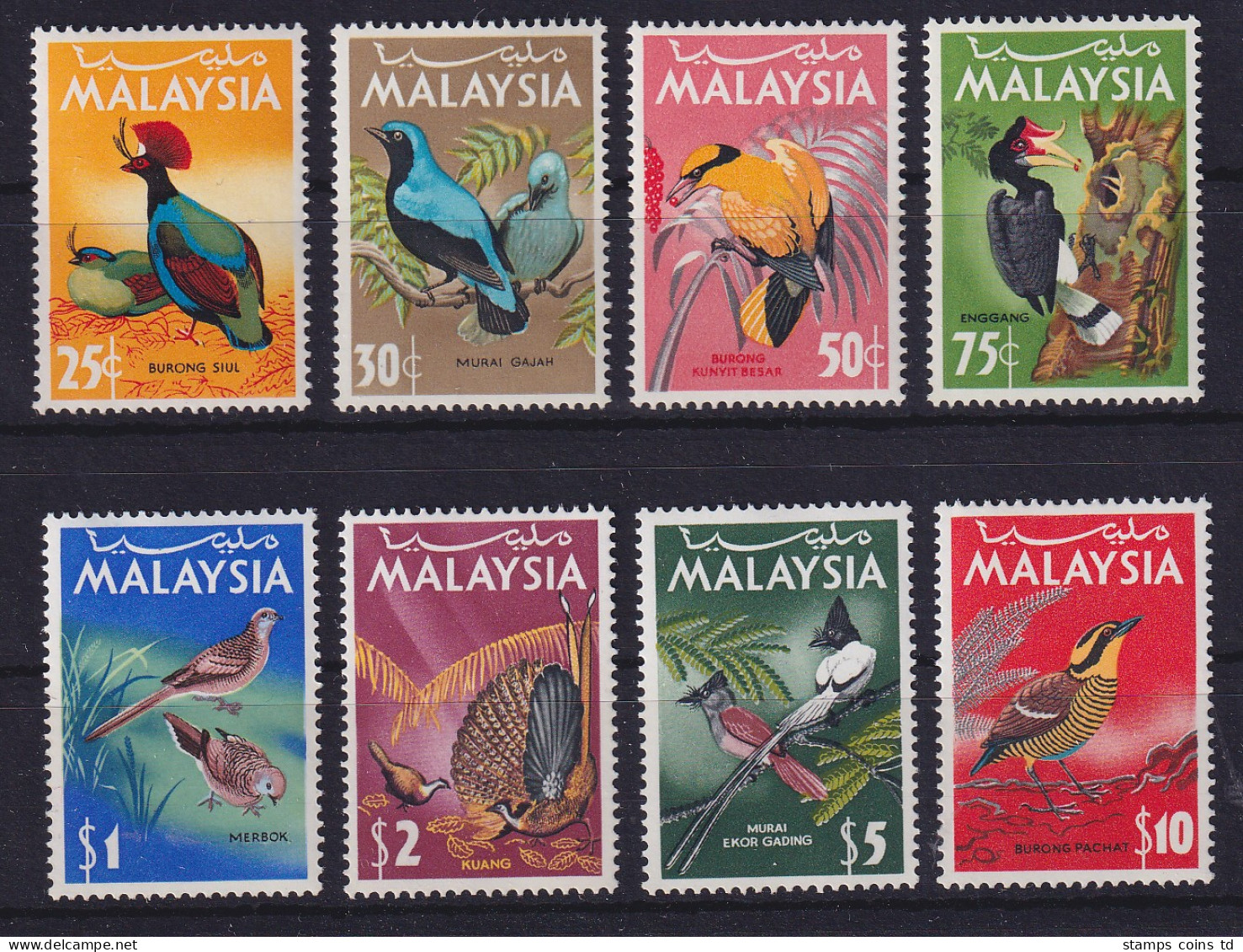 Malaysia 1965 Einheimische Vögel Mi.-Nr. 19-26 Postfrisch ** - Malaysia (1964-...)
