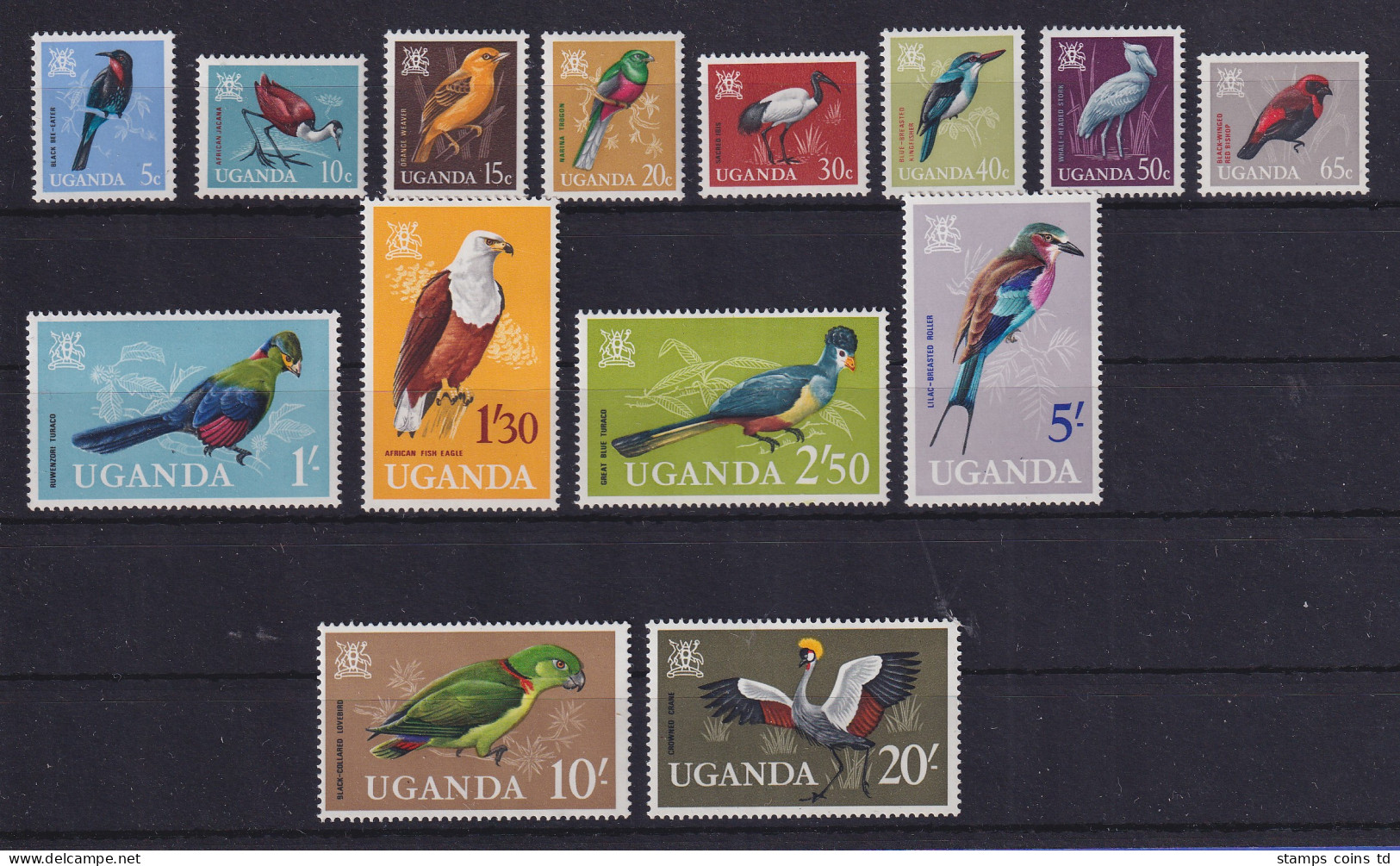 Uganda 1965 Einheimische Vögel Mi.-Nr. 87-100 Postfrisch ** - Uganda (1962-...)