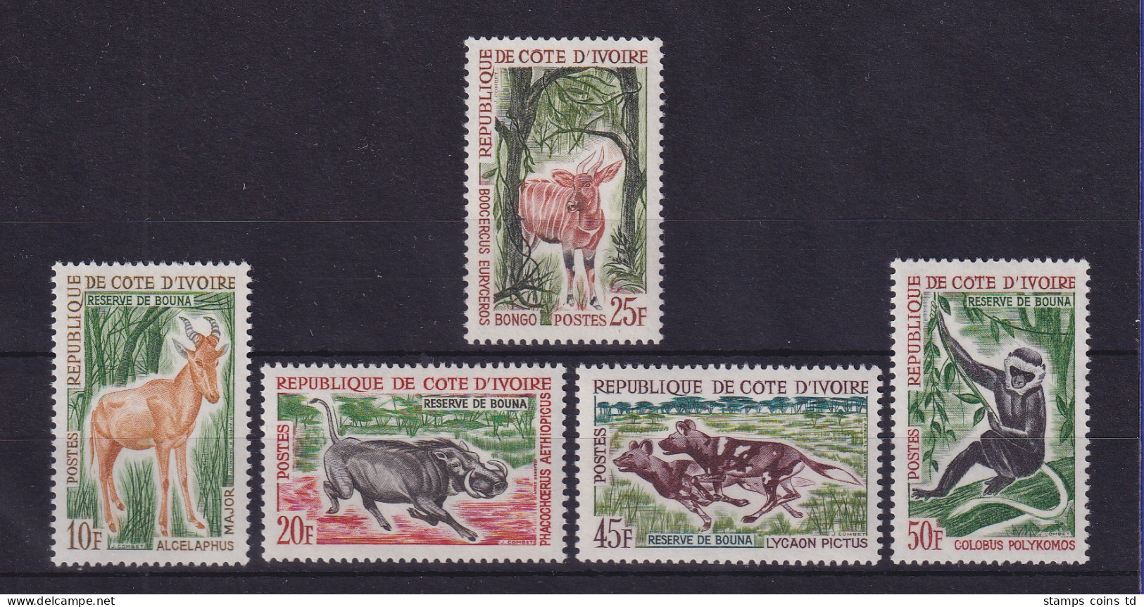 Elfenbeinküste 1963 Einheimische Wildtiere  Mi.-Nr. 251-254, 257 Postfrisch ** - Côte D'Ivoire (1960-...)