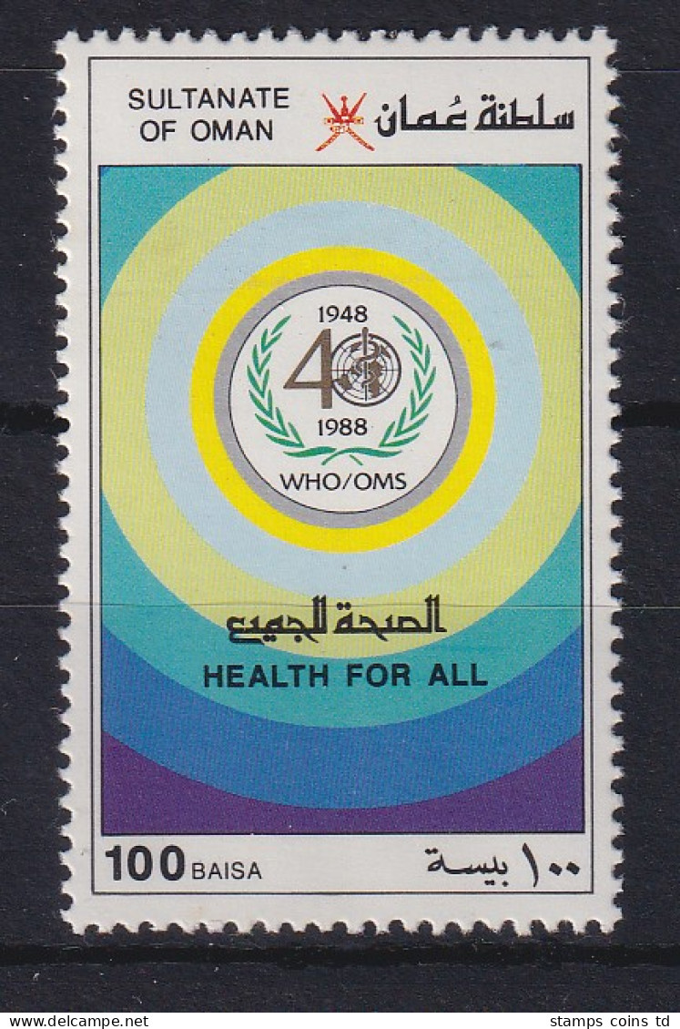 Oman 1988 40 Jahre Weltgesundheitsorganisation WHO Mi.-Nr. 327 Postfrisch ** - Oman