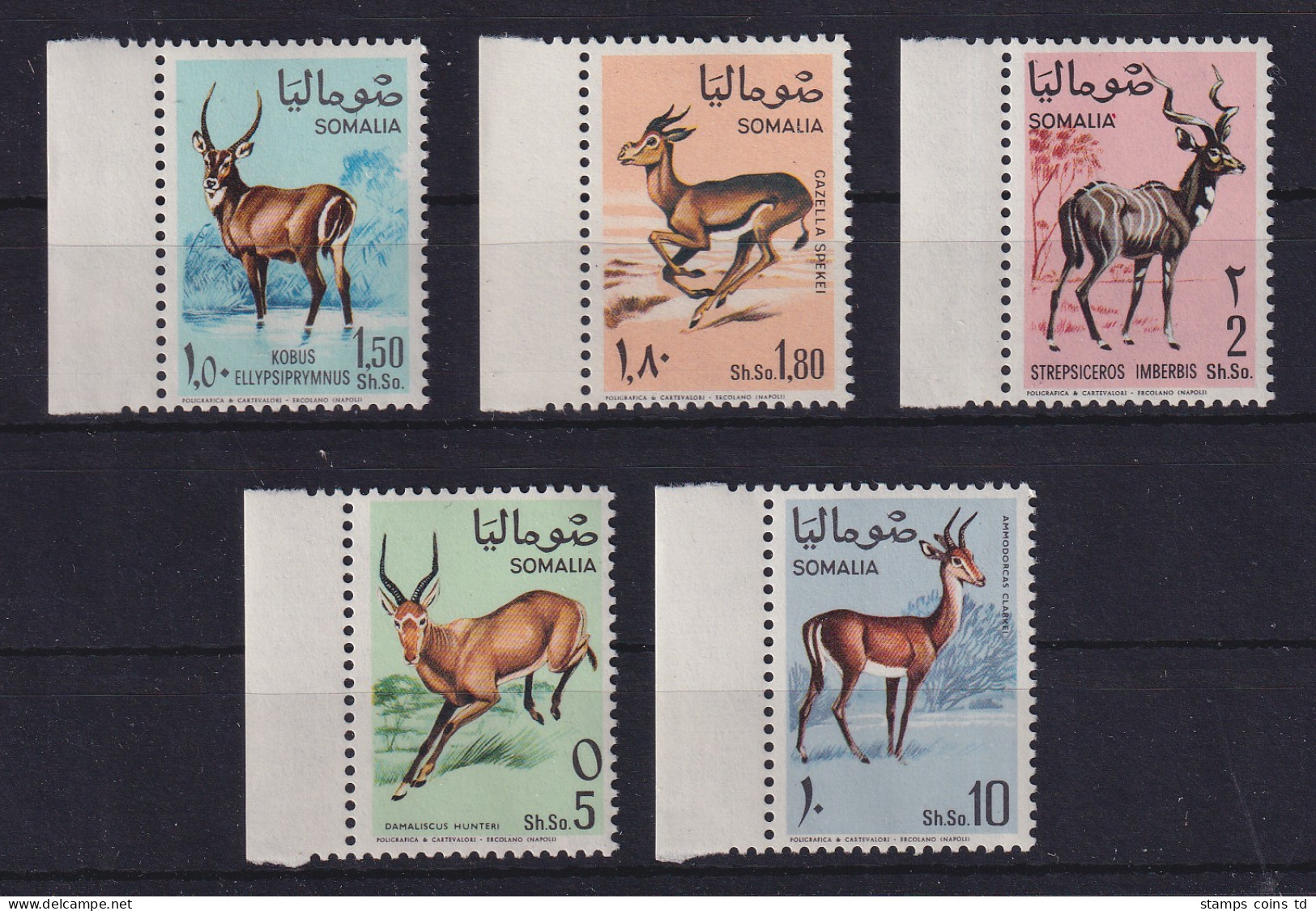 Somalia 1968 Antilopen Mi.-Nr. 129-133 Seitenrandstücke Postfrisch ** - Somalie (1960-...)