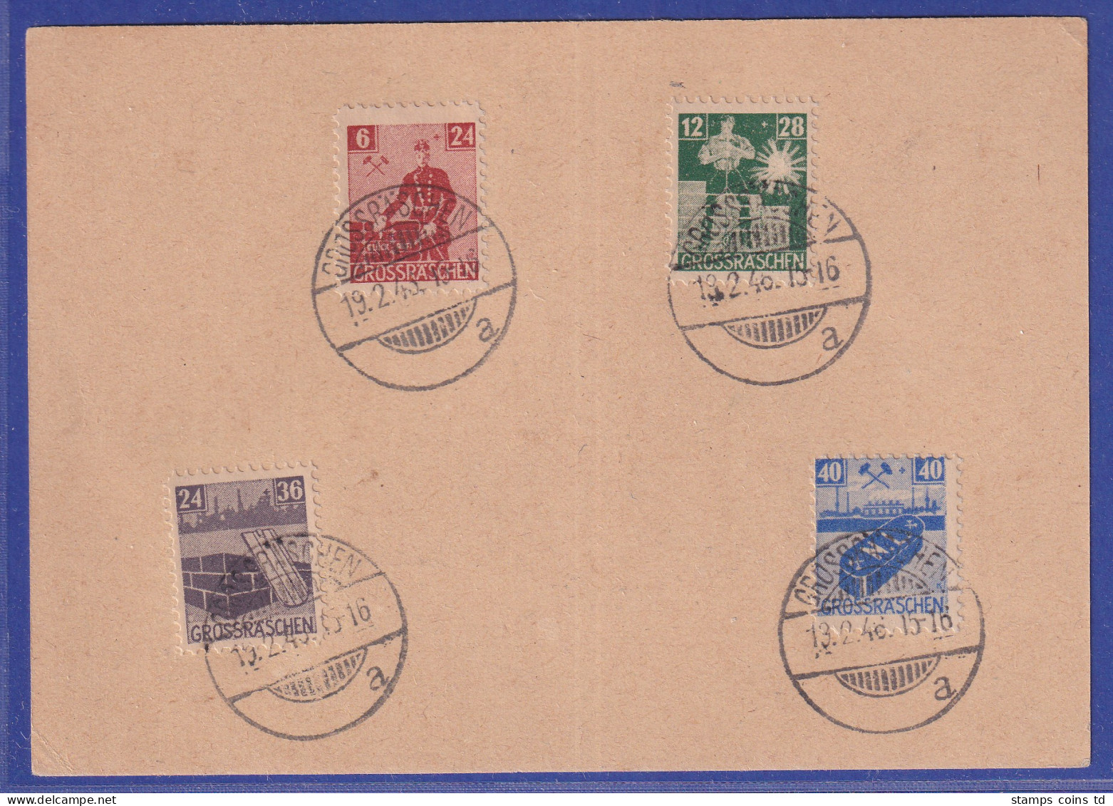 Lokalausgaben Großräschen 1946 Mi-Nr. 43-46 Gestempelt Auf Postkarte - Covers & Documents