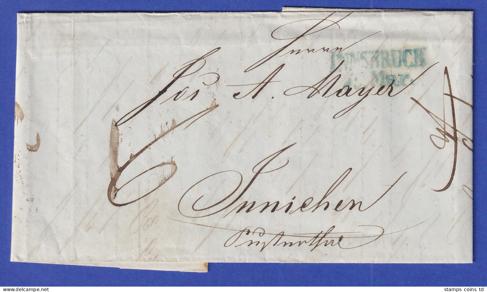Österreich Geschäftsbrief Mit Zweizeiler INNSBRUCK Von 1847 - ...-1850 Voorfilatelie
