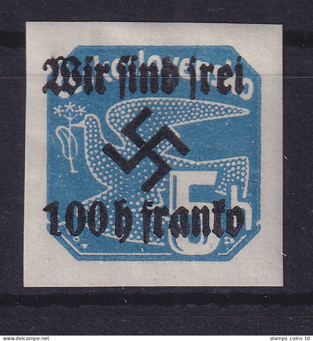 Sudetenland (Rumburg) 1938 Freimarke 100 H Auf 5 H Mi.-Nr. 28 Postfrisch ** - Région Des Sudètes