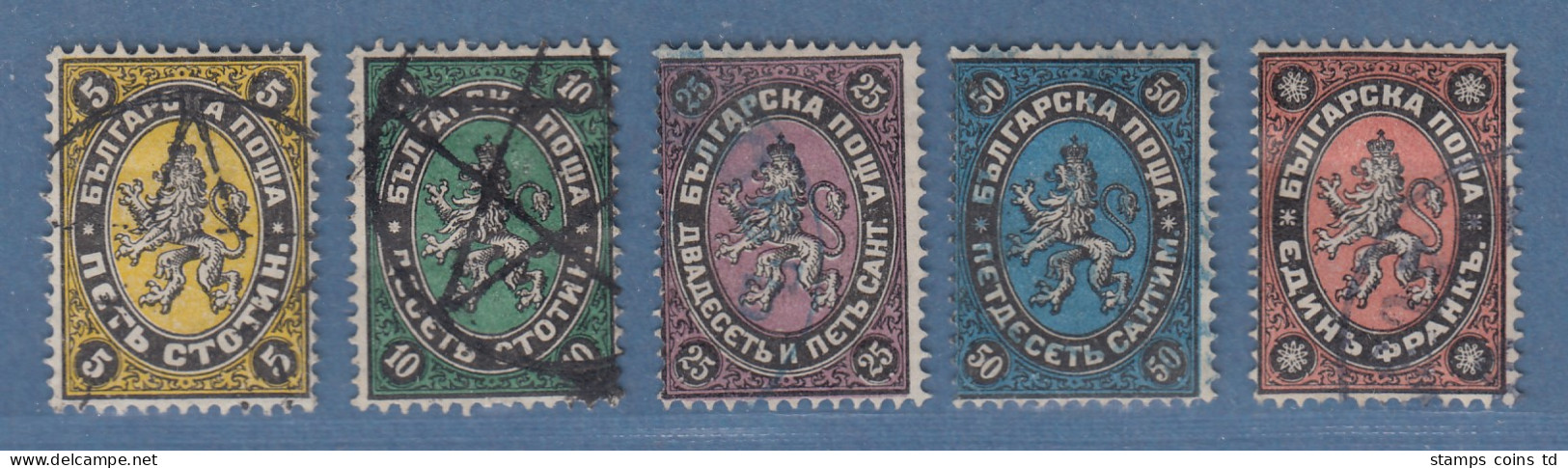 Bulgarien 1879 Wappenlöwe Mi.-Nr. 1-5 Satz 5 Werte Kpl. Gestempelt - Altri & Non Classificati