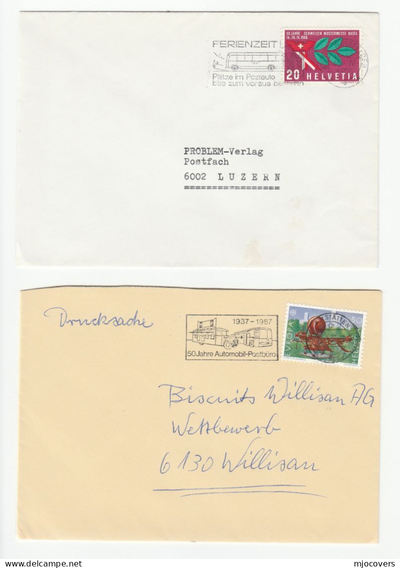 BUSES 3 Diff  Covers 1966 - 1987 Illus BUSES Slogan SWITZERLAND Postbus Automobile Post Stamps Cover Bus - Bus