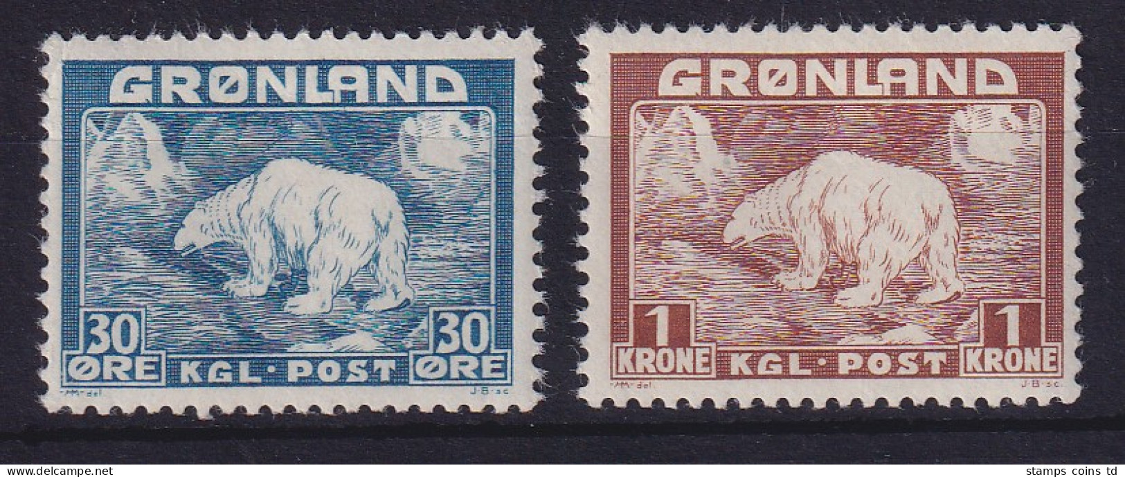 Dänemark Grönland 1938 Freimarken Eisbären Mi.-Nr. 6-7 Postfrisch ** - Otros & Sin Clasificación