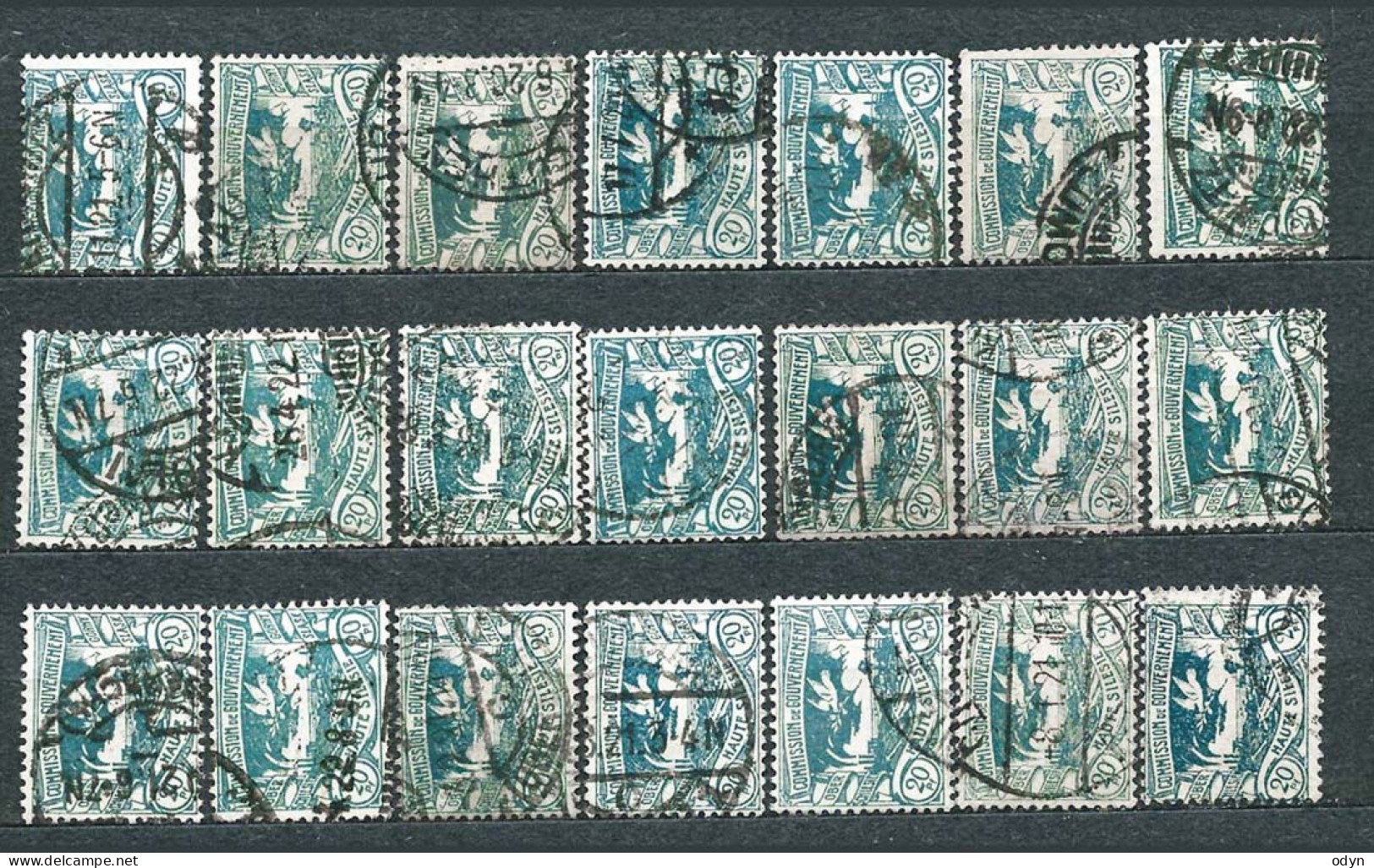 Plebiscite, Upper Silesia, 1920; lot of 155 stamps MiNr 18 (from set MiNr 13-29) - used