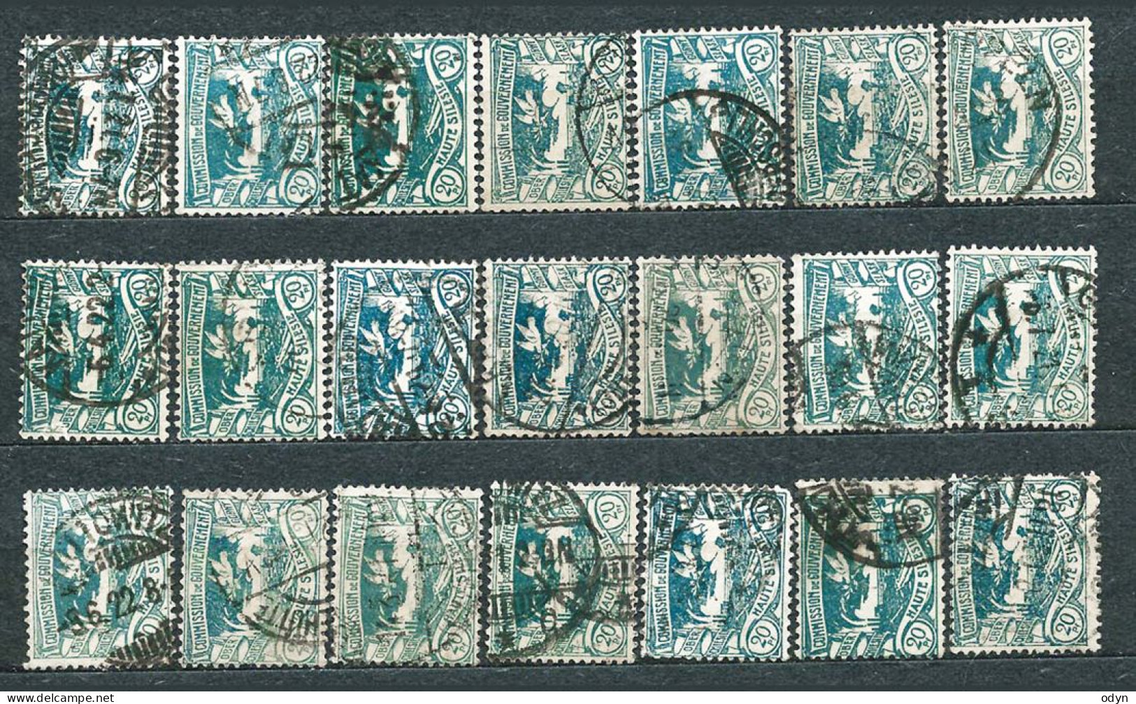 Plebiscite, Upper Silesia, 1920; lot of 155 stamps MiNr 18 (from set MiNr 13-29) - used