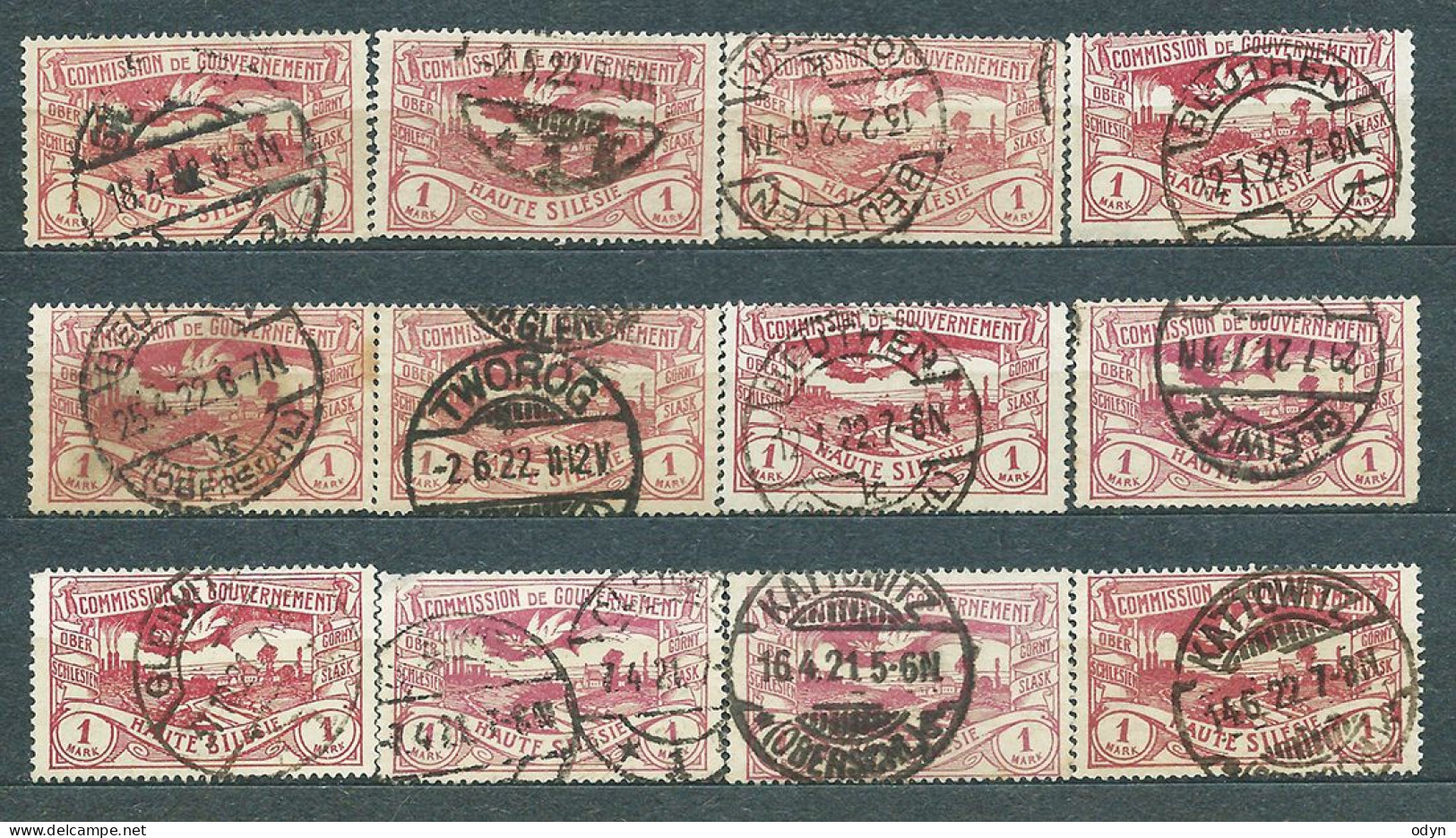 Plebiscite, Upper Silesia, 1920; lot of 267 stamps from set MiNr 13-29 - used