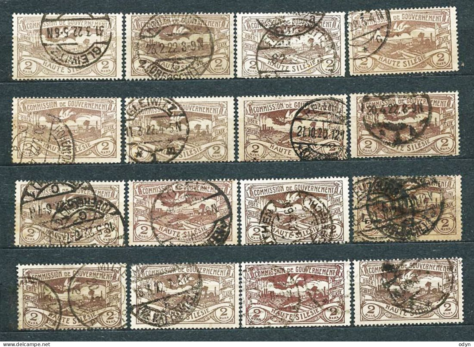 Plebiscite, Upper Silesia, 1920; lot of 267 stamps from set MiNr 13-29 - used