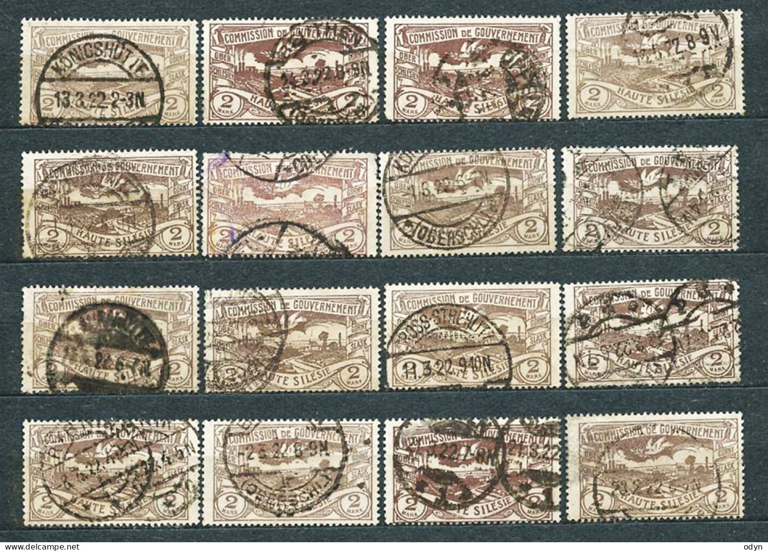 Plebiscite, Upper Silesia, 1920; lot of 267 stamps from set MiNr 13-29 - used