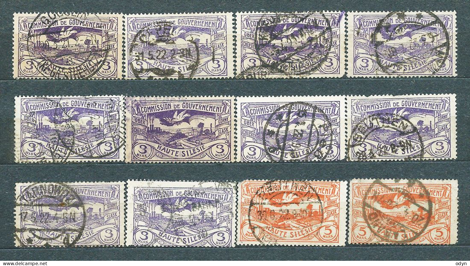 Plebiscite, Upper Silesia, 1920; lot of 267 stamps from set MiNr 13-29 - used