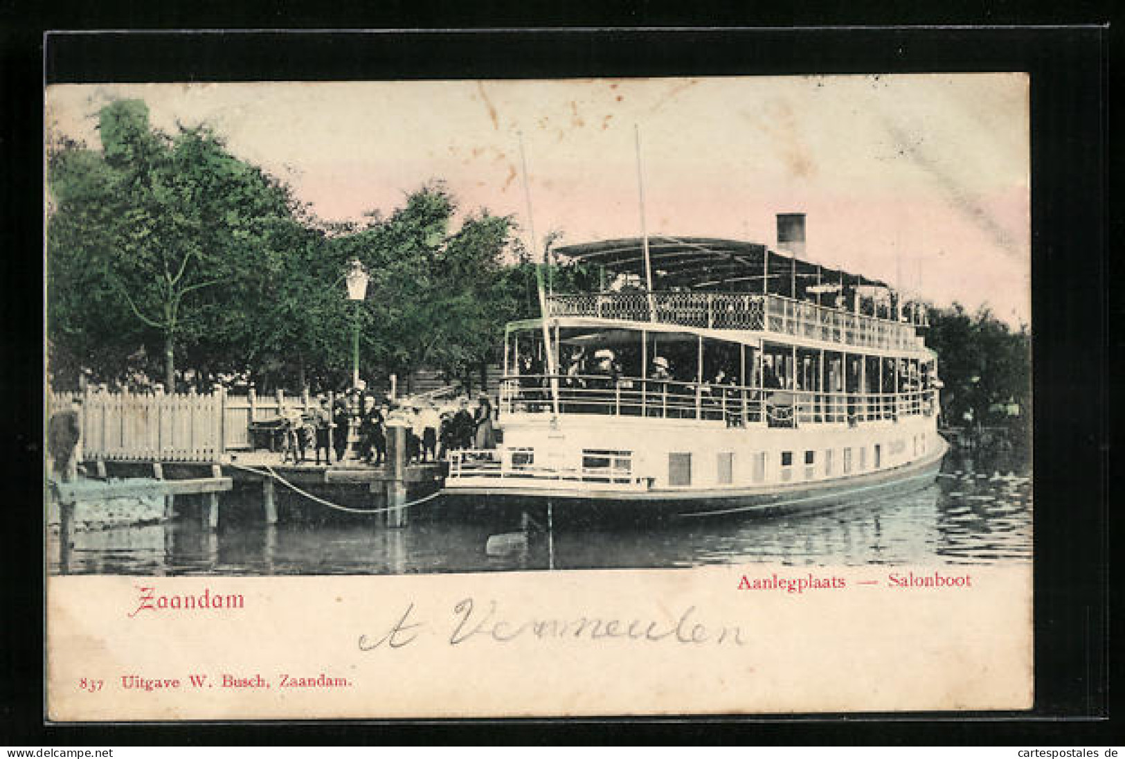 AK Zaandam, Aanlegplaats - Salonboot, Dampfer  - Zaandam