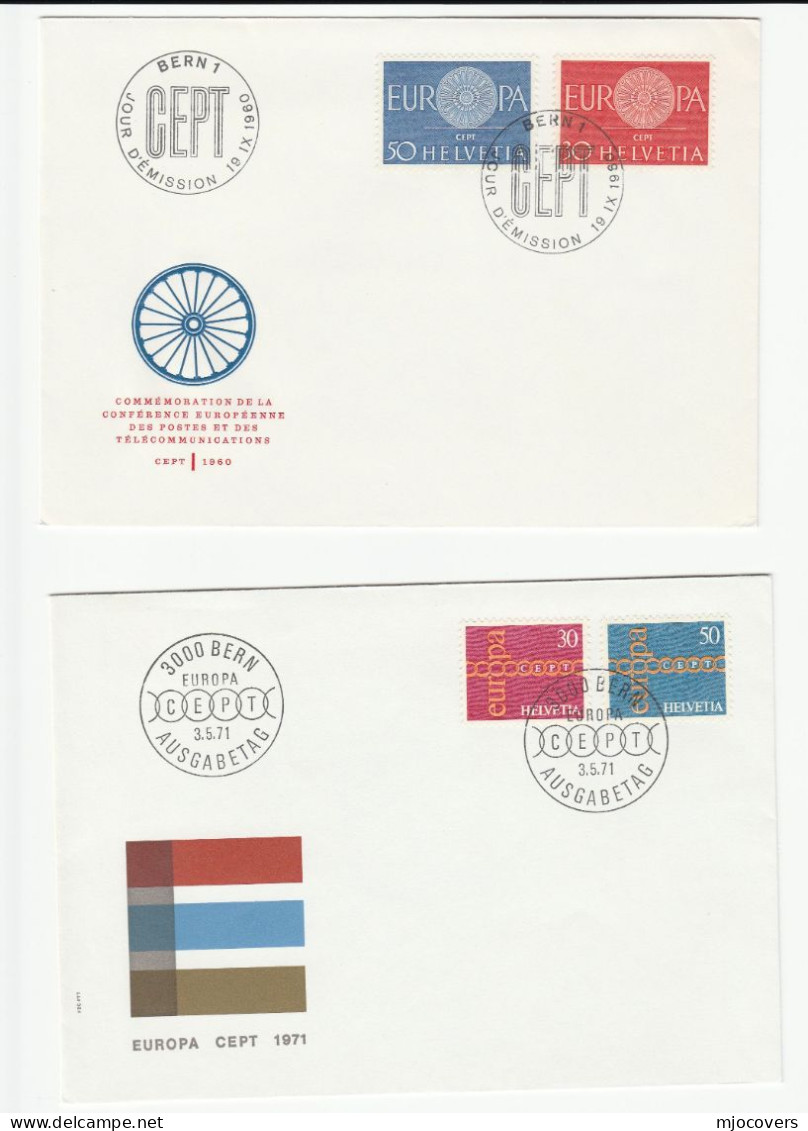EUROPA 10 Diff SWITZERLAND FDCs 1959 - 1977 Fdc Cover Stamps - Verzamelingen