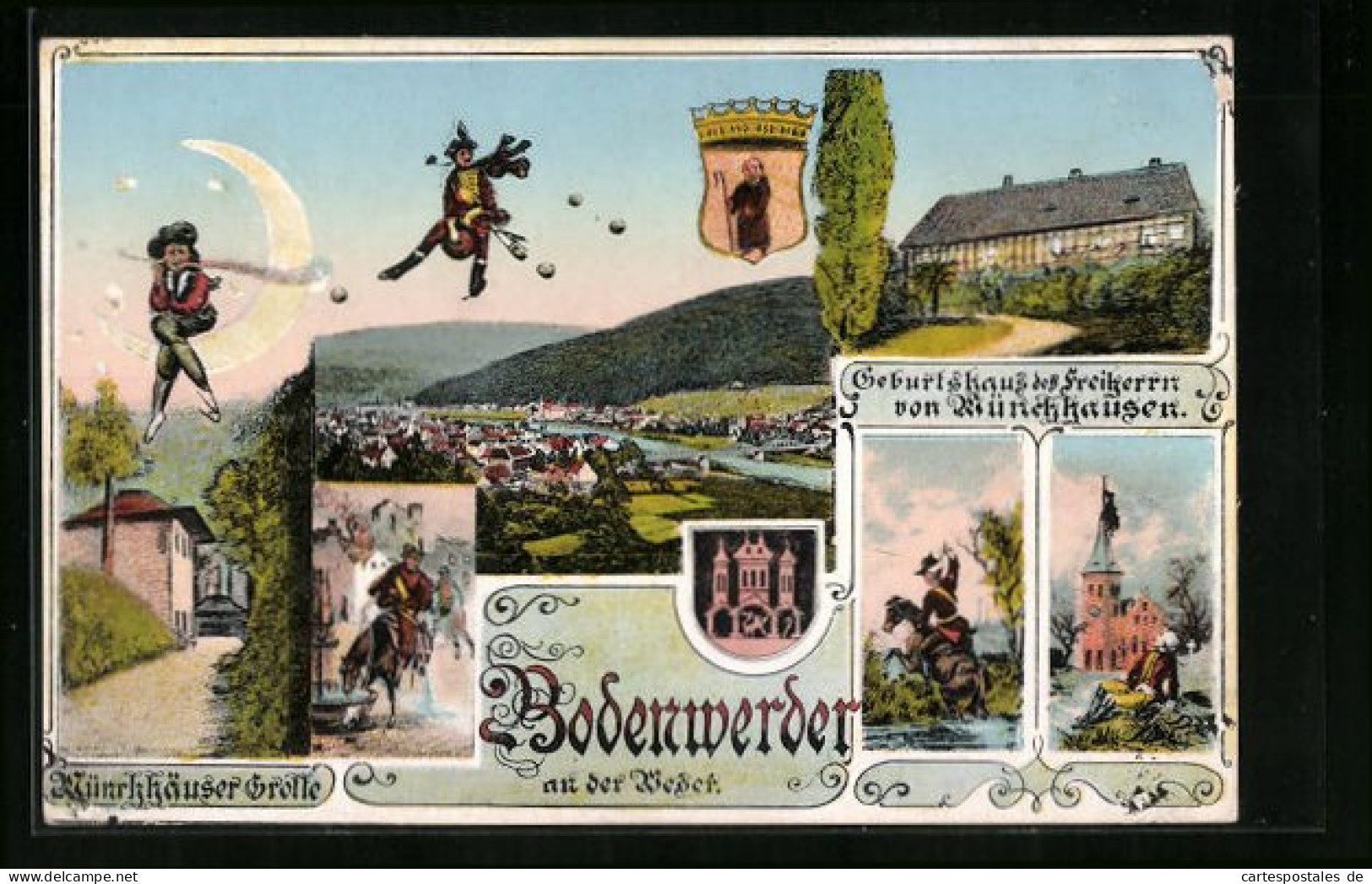 AK Bodenwerder, Münchhäuser Grotte, Geburtshaus Des Freiherrn Von Münchhausen  - Bodenwerder