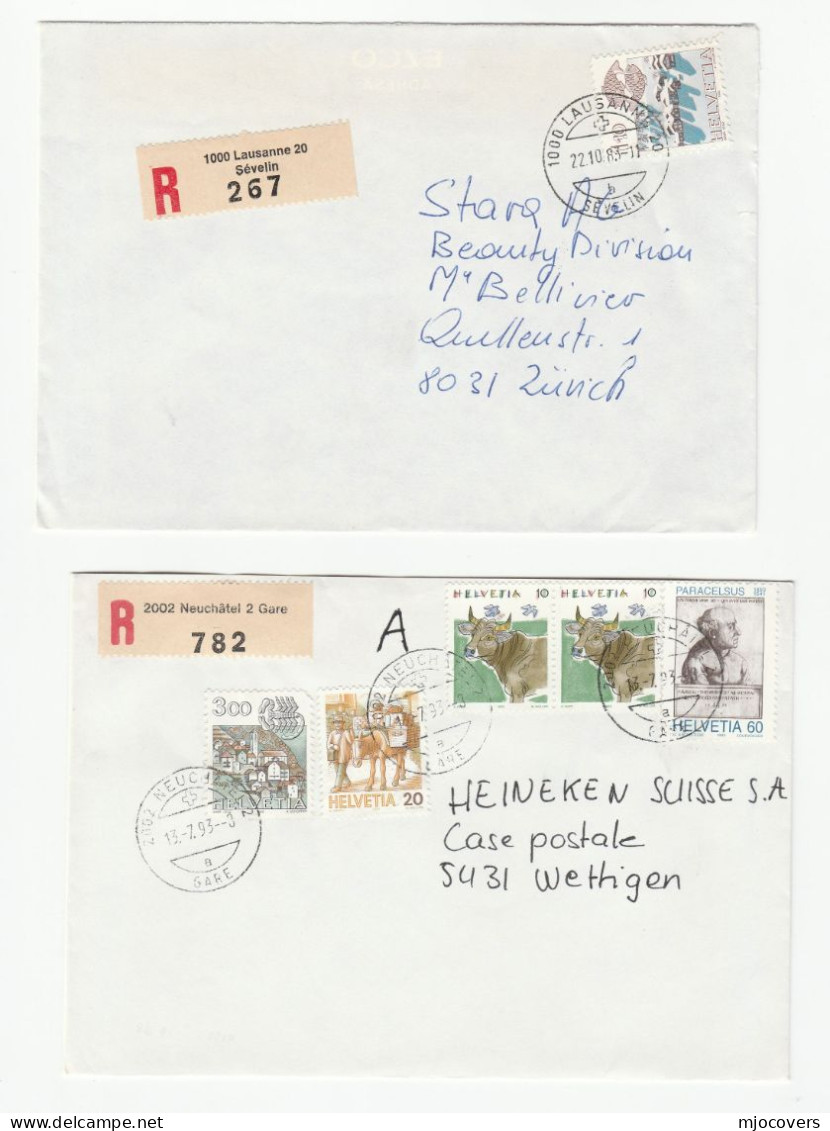 Collection 10 Registered 1962 -1993 SWITZERLAND COVERS Stamps Cover  Reg Label - Sammlungen