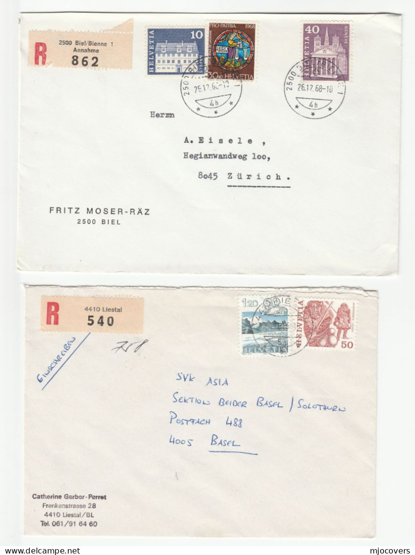 Collection 10 Registered 1962 -1993 SWITZERLAND COVERS Stamps Cover  Reg Label - Lotes/Colecciones