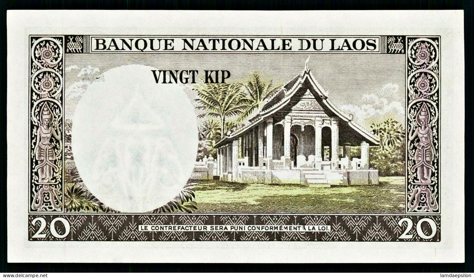 A10  LAOS   BILLETS DU MONDE   BANKNOTES  20 KIP 1963 - Laos