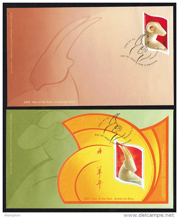 2003  Year Of The Ram  Regular Stamp And Souvenir Sheet  Sc 1969-70 - 2001-2010