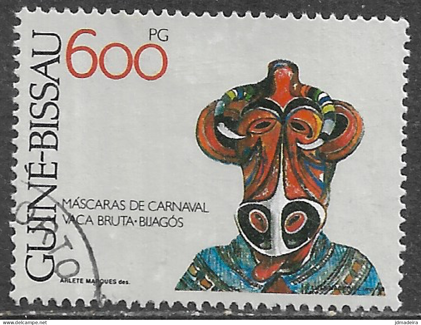 GUINE BISSAU – 1991 Carnival Masks 600PG Used Stamp - Guinea-Bissau