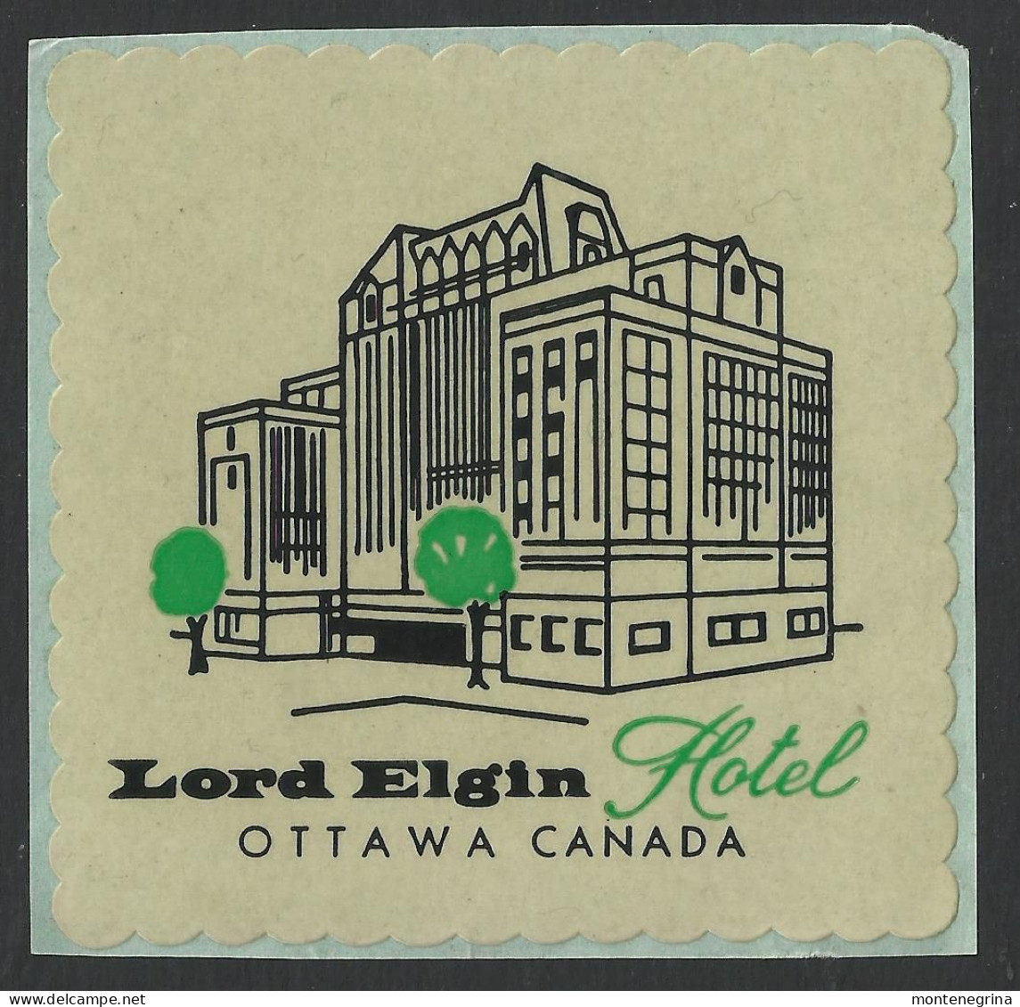 CANADA - OTTAWA - Hotel LORD ELGIN Luggage Label - 8 X 8 Cm (see Sales Conditions) - Etiquettes D'hotels