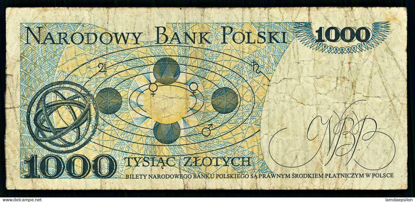 A10  POLOGNE   BILLETS DU MONDE   BANKNOTES  1000 ZLOTYCH 1982 - Polonia