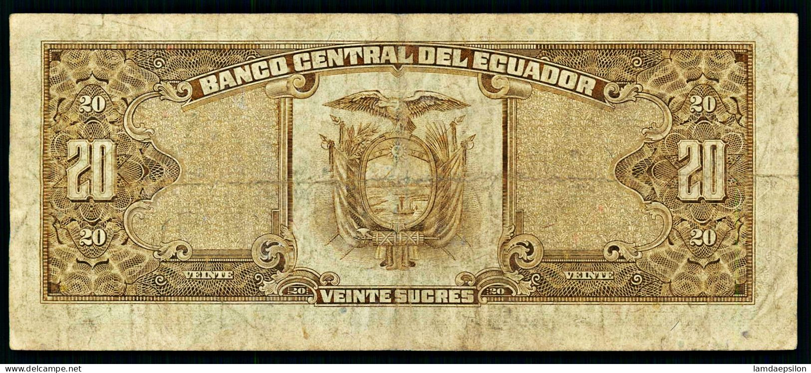 A10  ECUADOR   BILLETS DU MONDE   BANKNOTES  20 SUCRES 1988 - Equateur