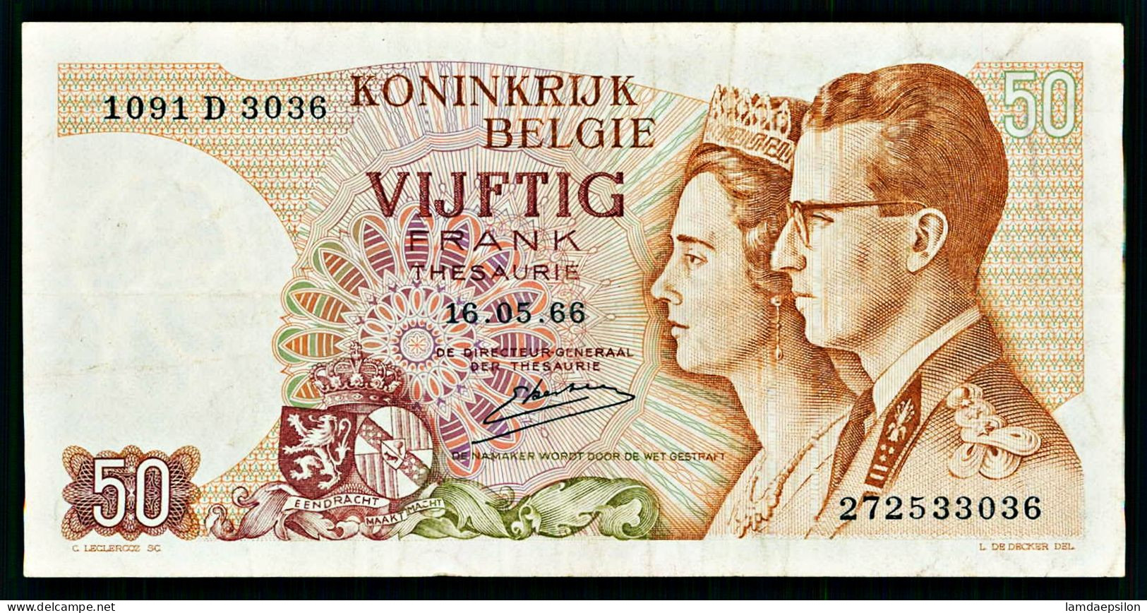 A10  BELGIQUE   BILLETS DU MONDE   BANKNOTES  50 FRANCS 1966 - [ 9] Collections