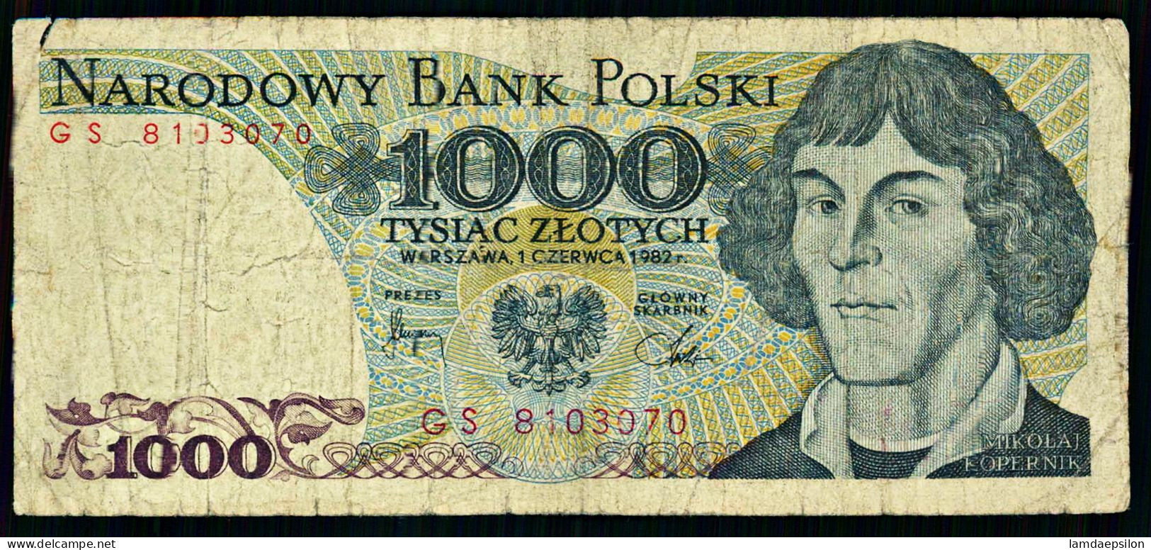 A10  POLOGNE   BILLETS DU MONDE   BANKNOTES  1000 ZLOTYCH 1982 - Polonia