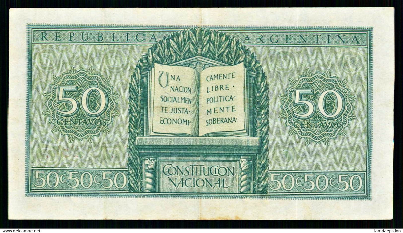 A10  ARGENTINE   BILLETS DU MONDE   BANKNOTES  50 CENTAVOS 1951 - Argentinië