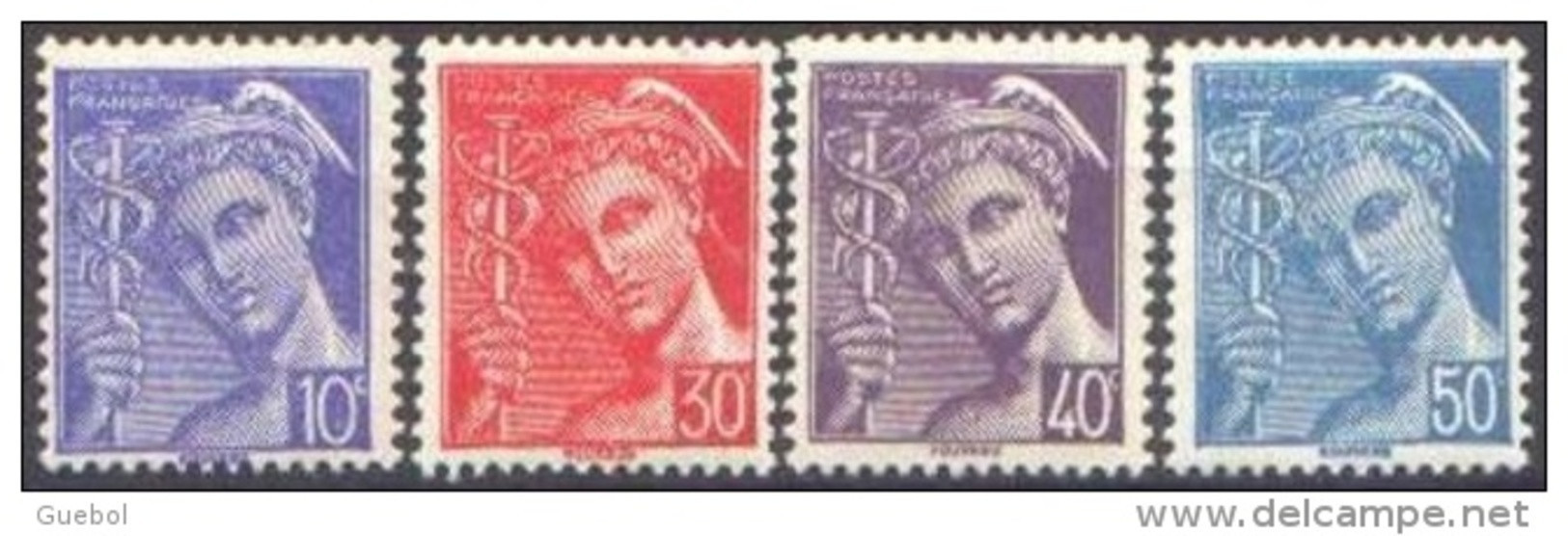 France Mercure N°  546 + 547 + 548 Et 549 ** Les - 10, 30, 40, Et 50 Centimes - Légende Poste Française - 1938-42 Mercurio