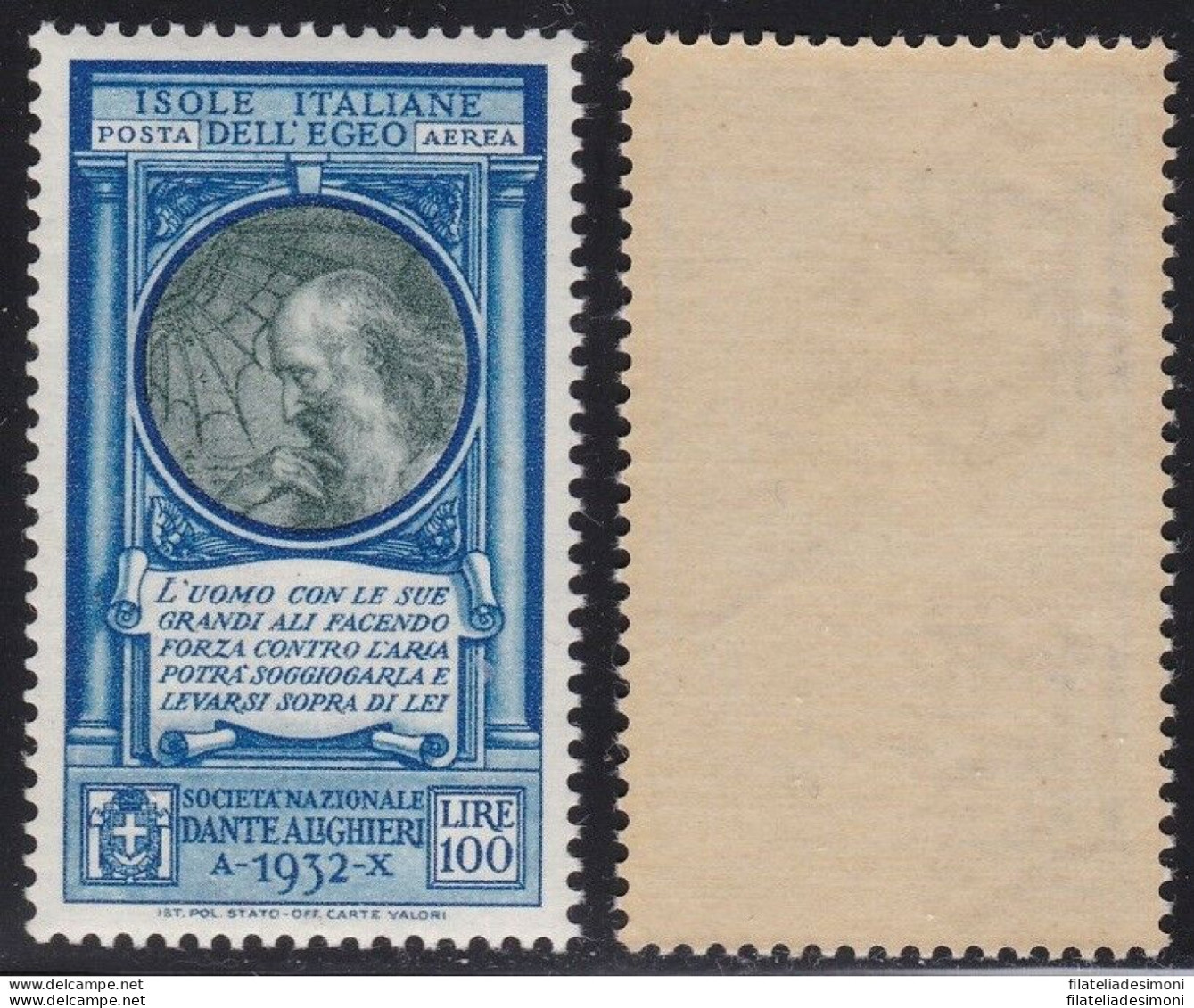 1932 EGEO, PA 21 Pro Società Dante Alighieri MNH** - Egée