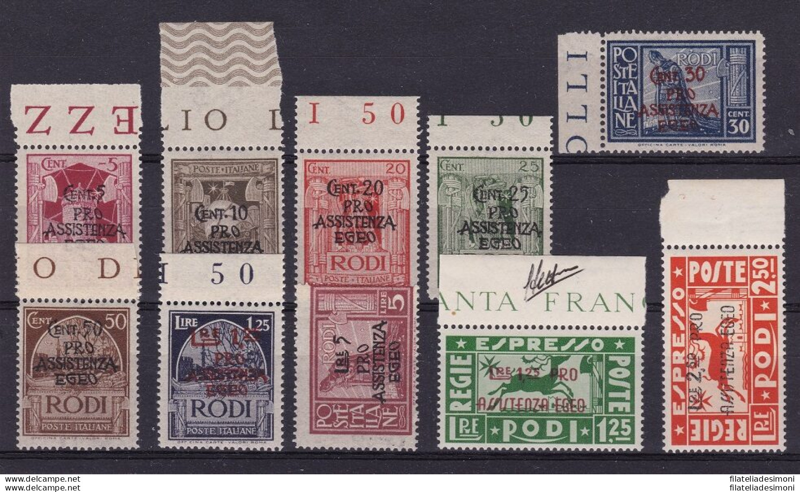 1943 EGEO Occupazione Tedesca, N° 118/125 + Ex. 3/4 Serie Di 10 Valori MNH/** C - Egeo