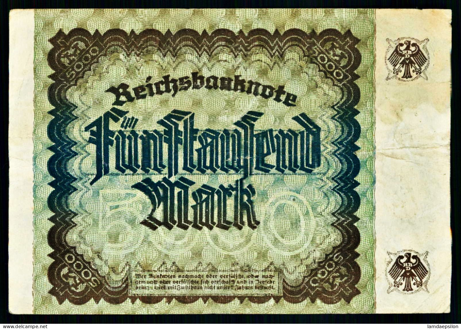 A10  ALLEMAGNE   BILLETS DU MONDE   BANKNOTES  5000 Mark  1922 - 5.000 Mark