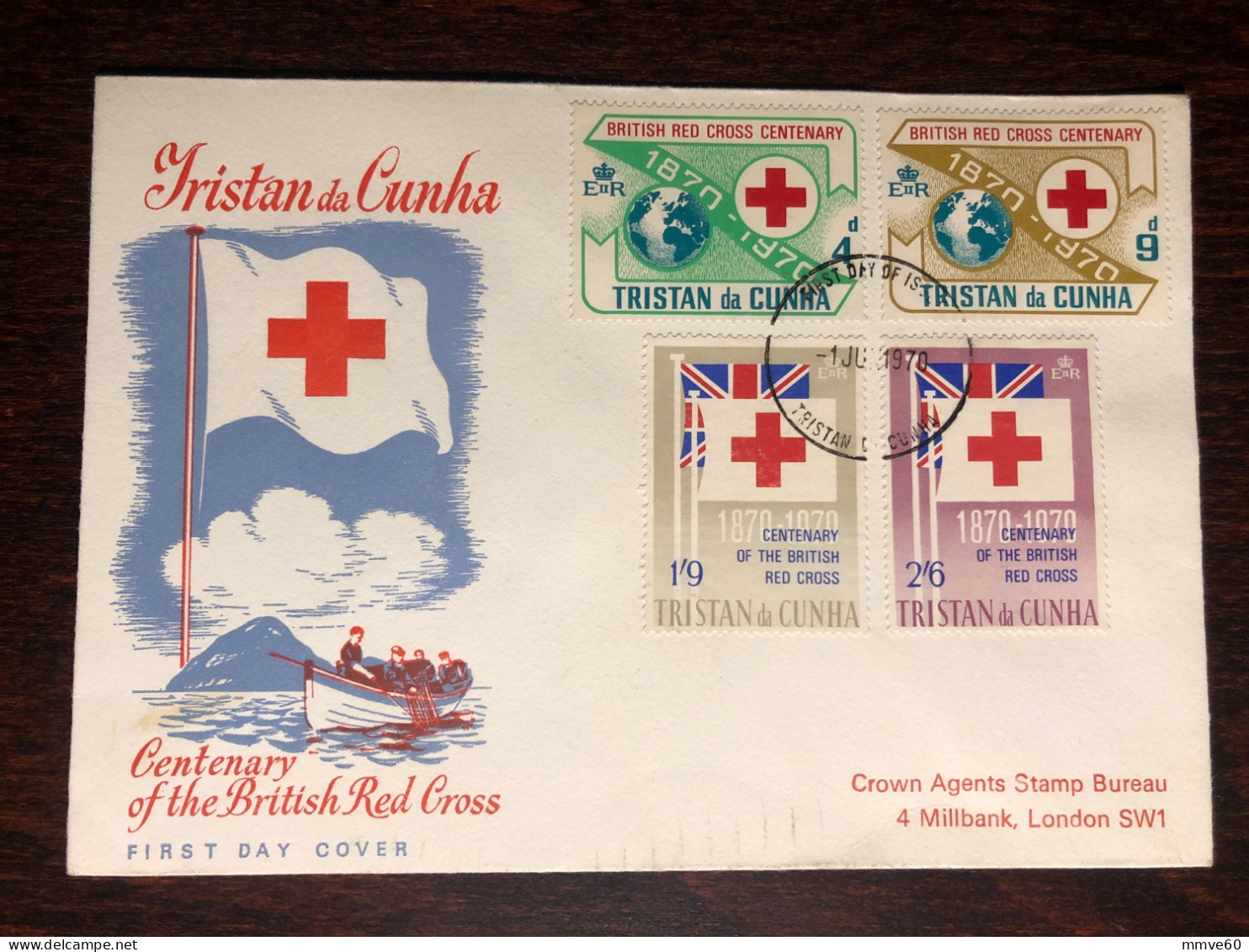 TRISTAN DA CUNHA FDC COVER 1970 YEAR RED CROSS HEALTH MEDICINE STAMPS - Tristan Da Cunha
