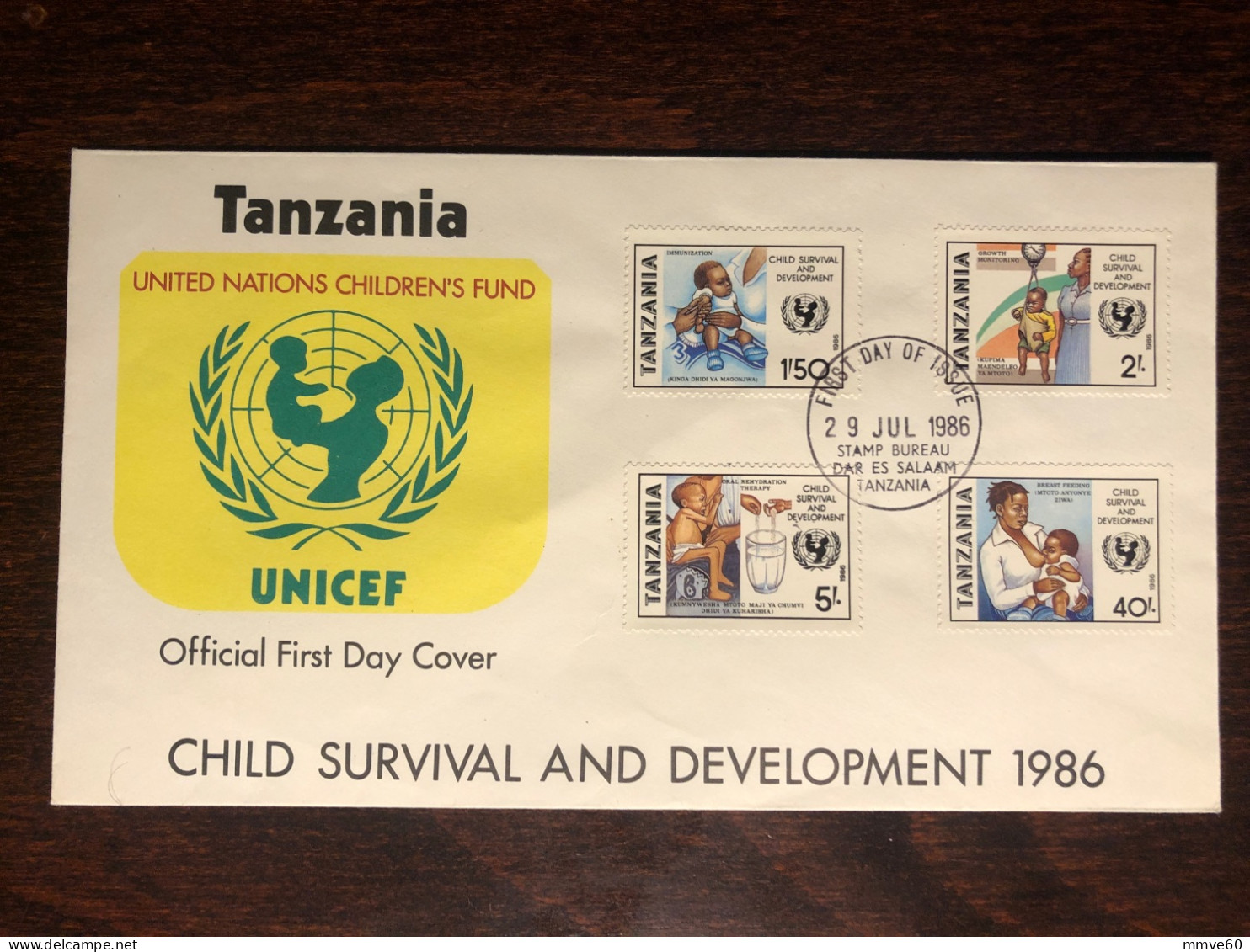 TANZANIA FDC COVER 1986 YEAR  CHILD SURVIVAL UNICEF HEALTH MEDICINE STAMPS - Tanzania (1964-...)