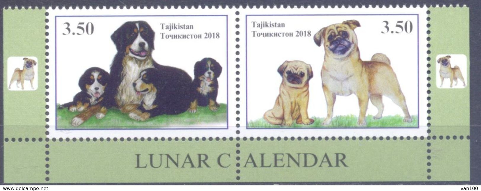 2018. Tajikistan, Lunar Calendar, The Year Of Dog, 2v Perforated, Mint/** - Tajikistan