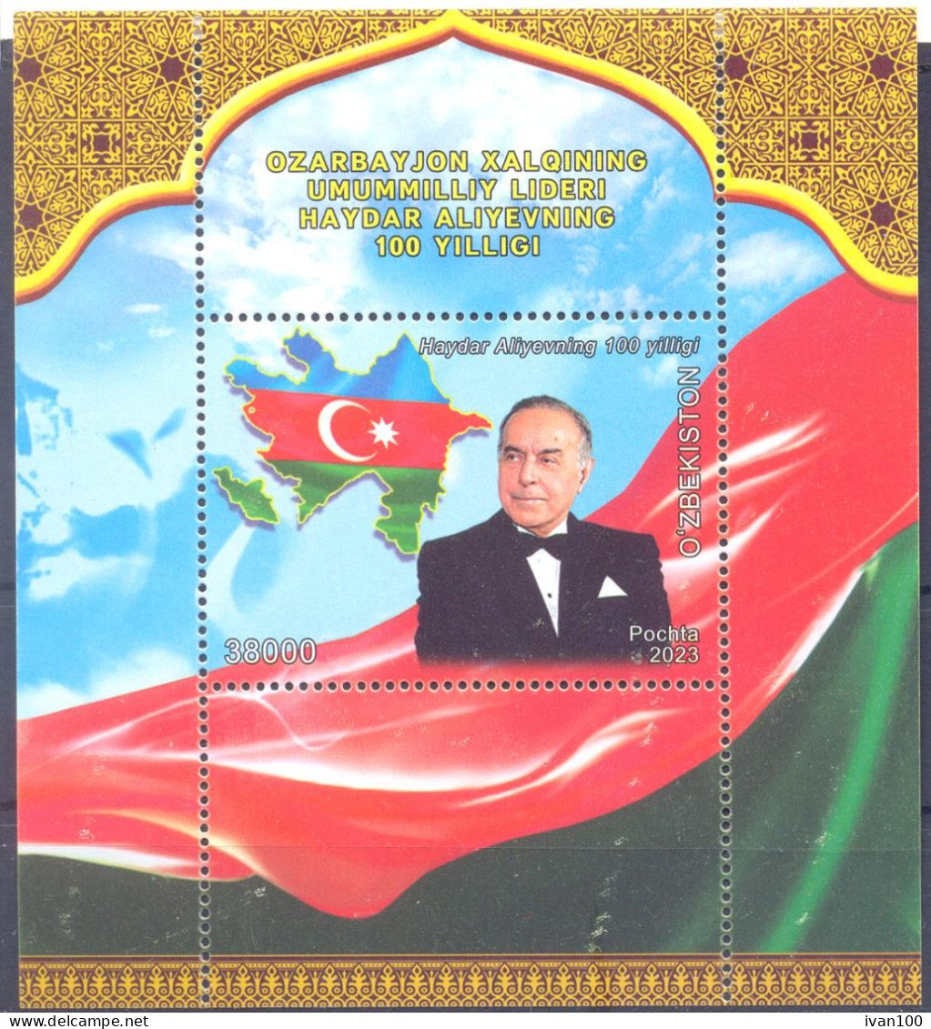 2023. Uzbekistan, Birth Centenary Of H. Aliyev, President Of Azerbaijan, S/s, Mint/** - Ouzbékistan