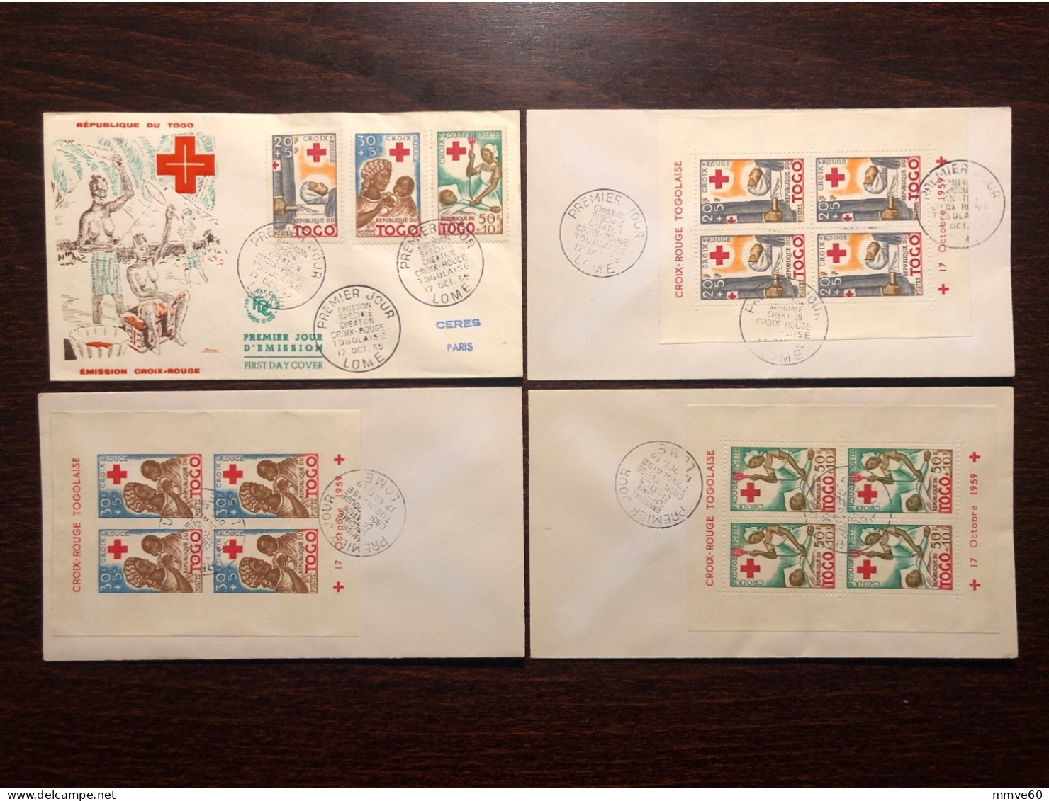 TOGO FDC COVER 1959 YEAR  FULL SET 3 BLOCKS + STAMPS RED CROSS HEALTH MEDICINE STAMPS - Lettres & Documents